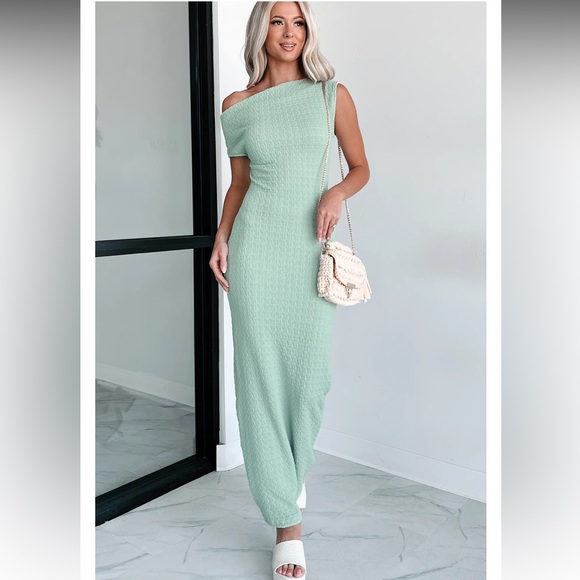 NanaMacs Dresses & Skirts - NWT Sage Off Shoulder Maxi Dress